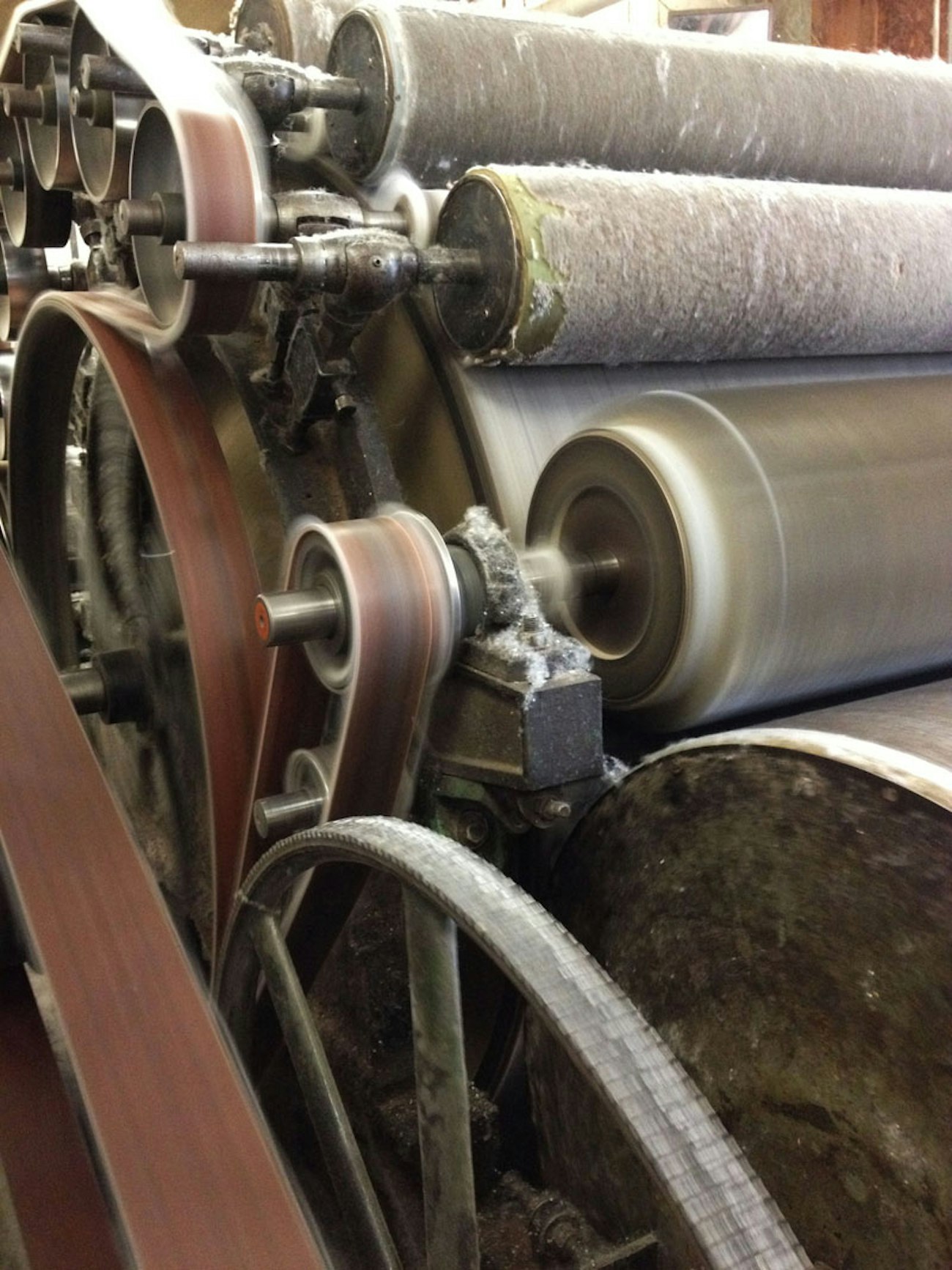 Large, old woolen carding machines