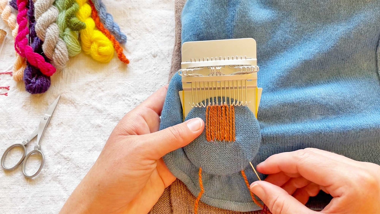 Darning Loom Tutorial Visible Mending for Handknits: Darning Looms and More | Farm & Fiber Knits