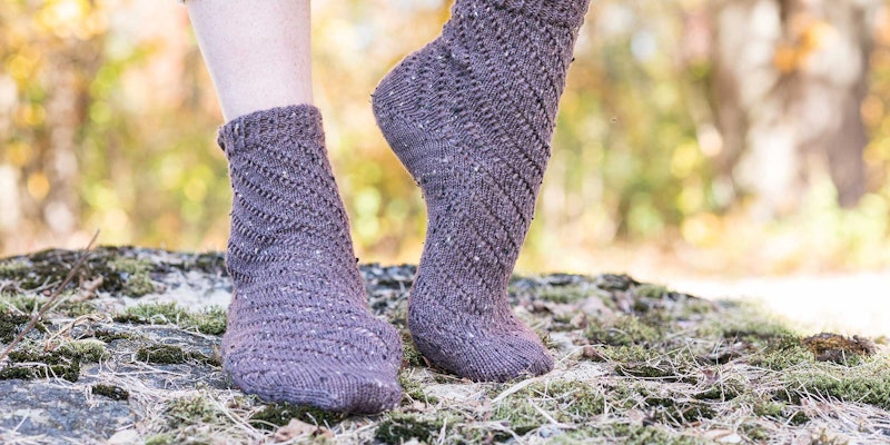 purple knitted socks