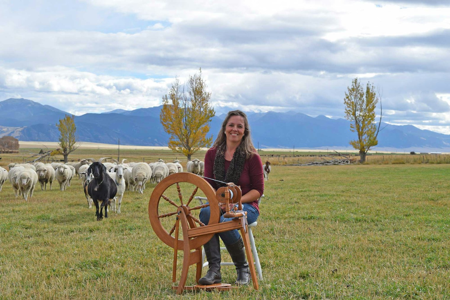 Fifth-generation rancher Kami Noyes raises Targhee Rambouillet sheep in southwest Montana. Photo by Kami Noyes, courtesy of Ranching Tradition Fiber