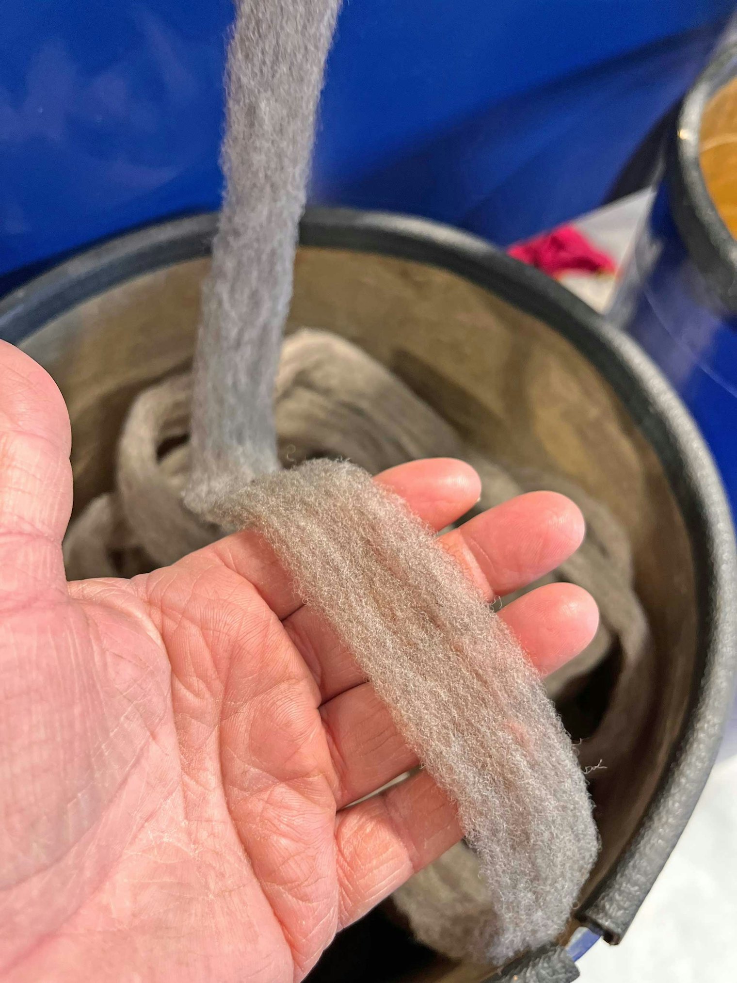 According to Jennifer, Sheepwalk Ranch has enough breeds of sheep to explore a range of blends at the mill. Their favorite cross is Leicester Longwool with Suffolk. Their favorite yarn blend is Finn, Leicester, and Shetland. While the wool varies significantly, the combination can bring out the best in each breed.