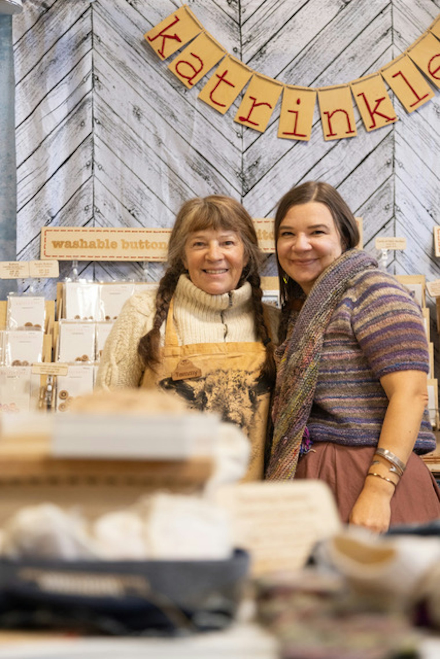 Tammy White and Katy Westcott of Katrinkles Knitting Jewellery from Providence, R.I.