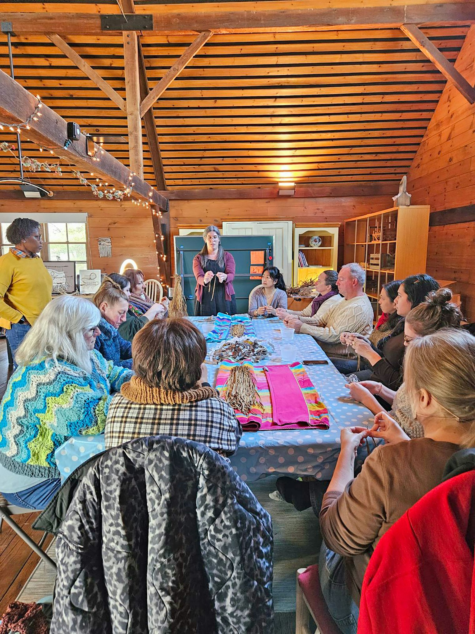 NJ Fibershed hosts a variety of fiber arts workshops, like this cordage demonstration.
