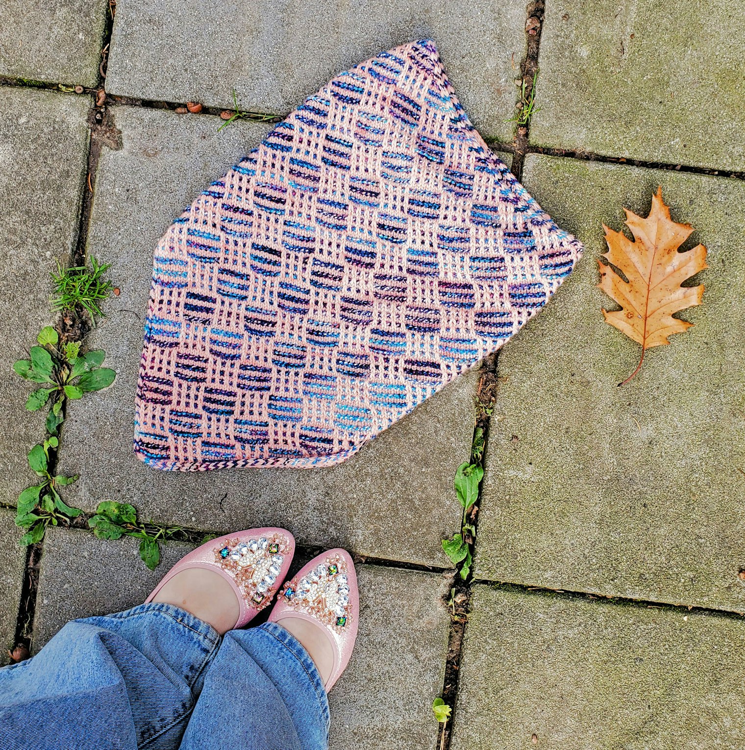 Grid Gambit Cowl by Samantha Guerin knitted in Empire Estate and handspun.