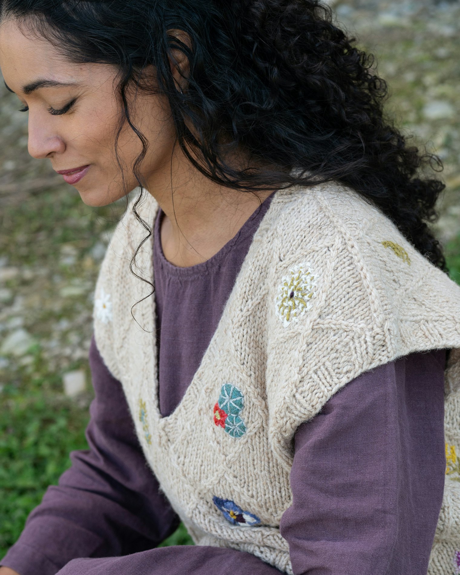Hannah Thiessen Howard’s Luisetta Vest is a fun way to jump into cabled knitting.