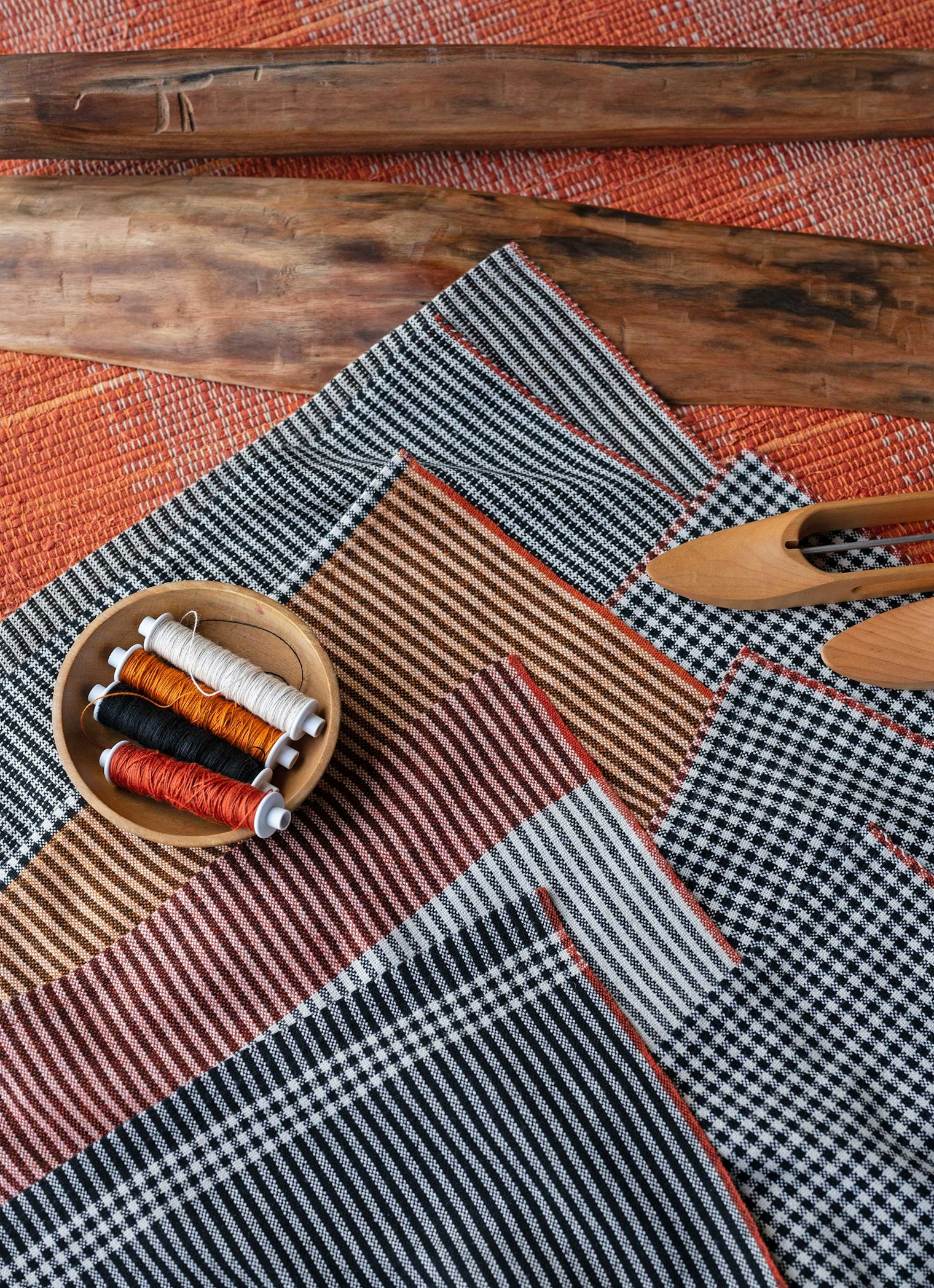 Handwoven items by HVTP member Line Study Textiles.