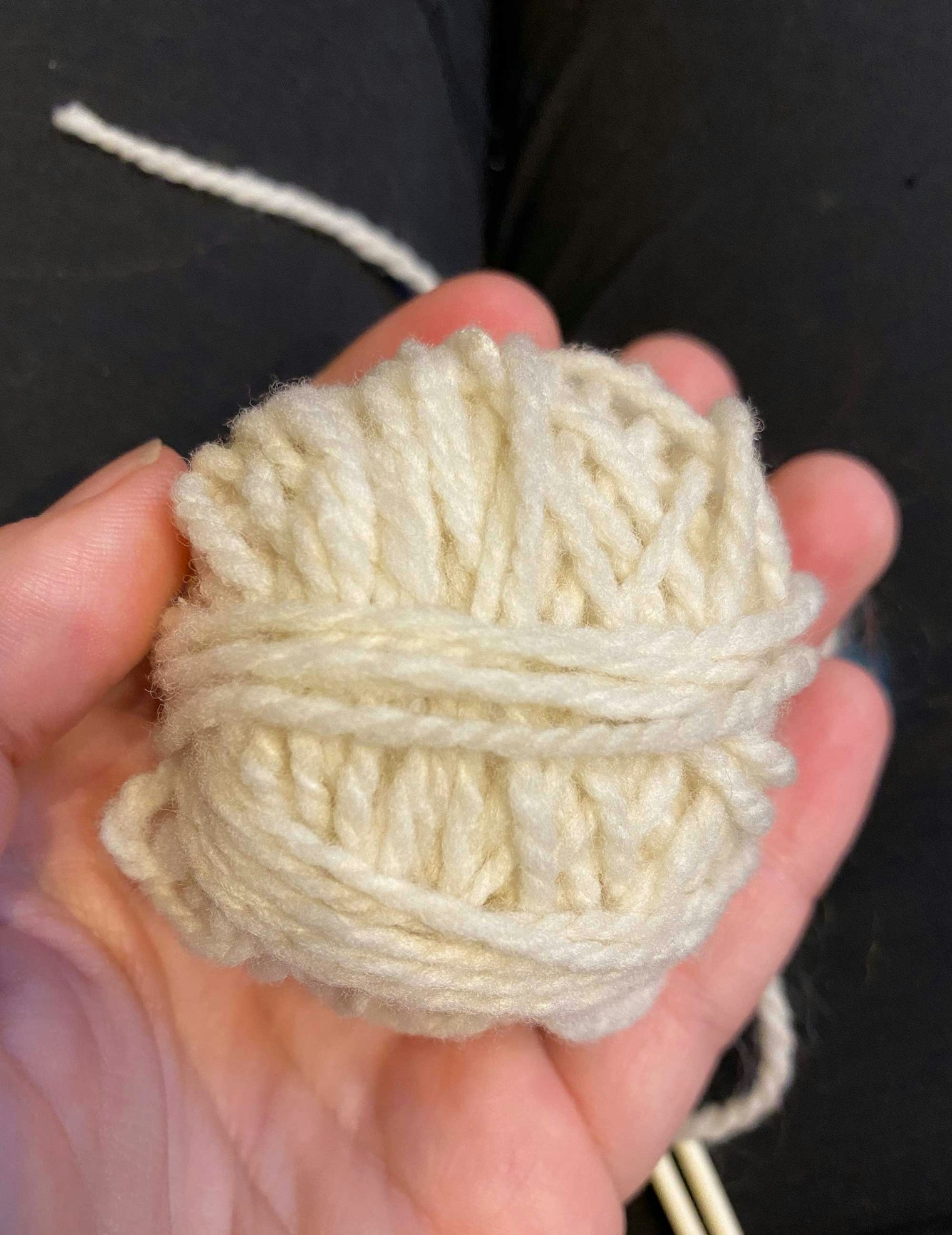 Erika says of the Rambouillet yarn from the yarn tasting event, “The yarn is so fun to work with. It's super soft and very springy.”