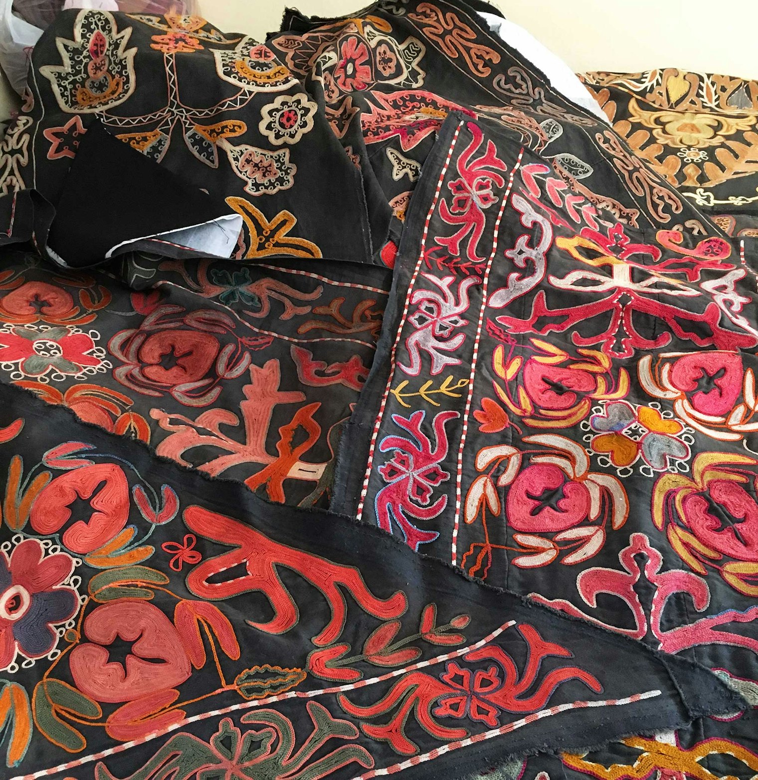 Vintage embroideries from the early to mid-1900s. Photo by Karin Strom