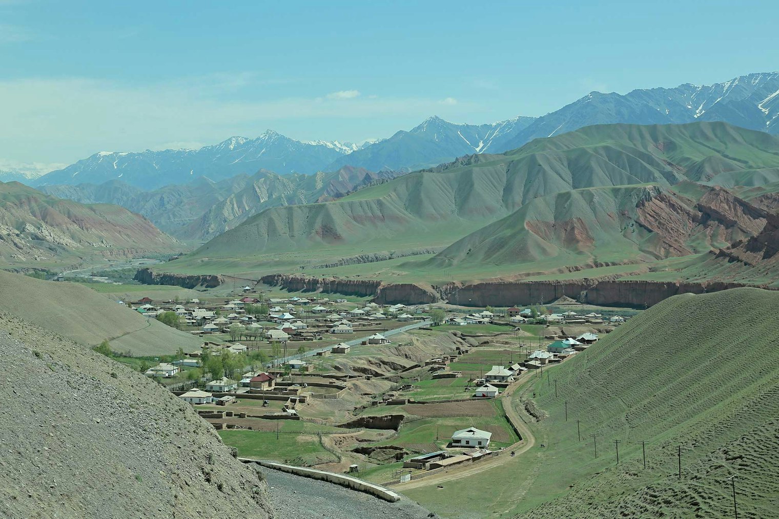 A yurt village where Kyrgyz families spend their summers.