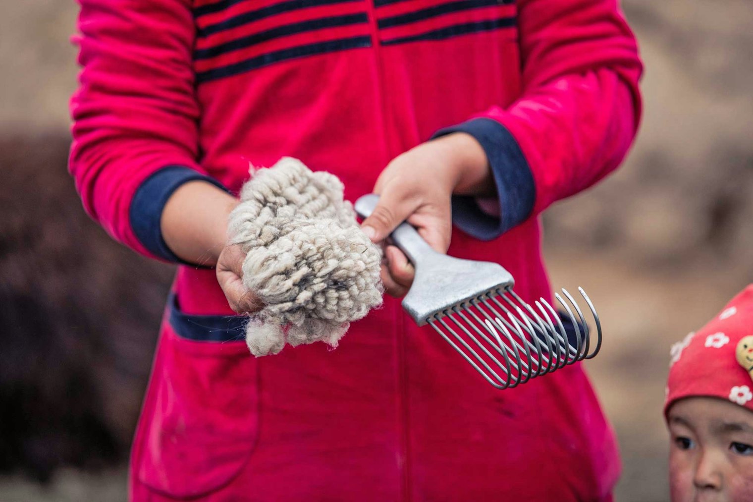 June Cashmere fiber is combed, not shorn.