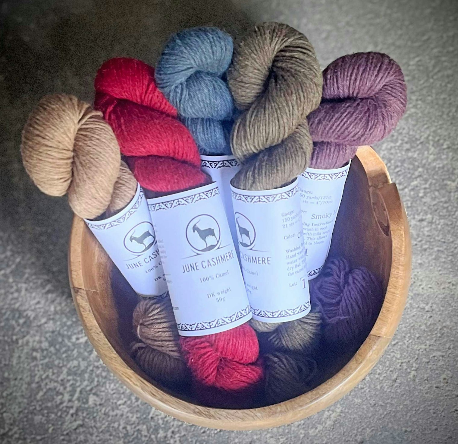 June Cashmere’s new 100% camel yarn.