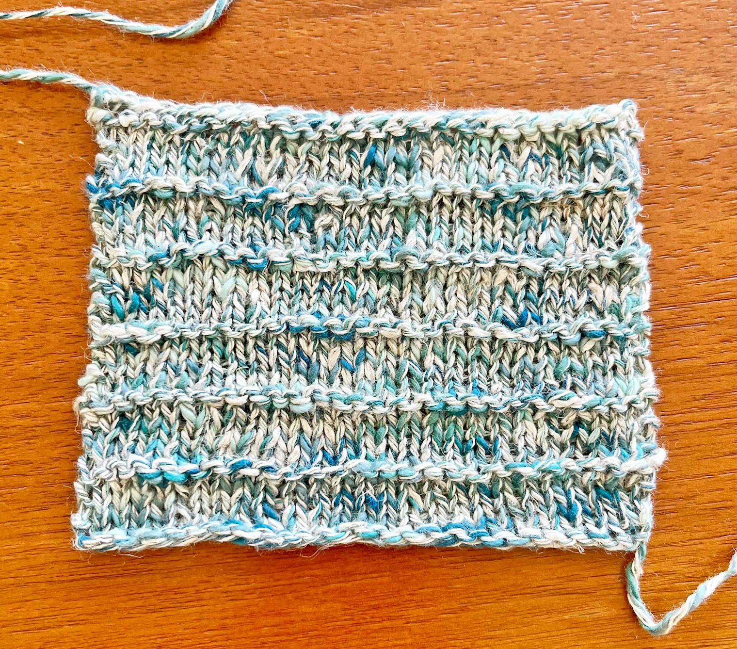 A close-up of the garter-stitch stripe swatch.