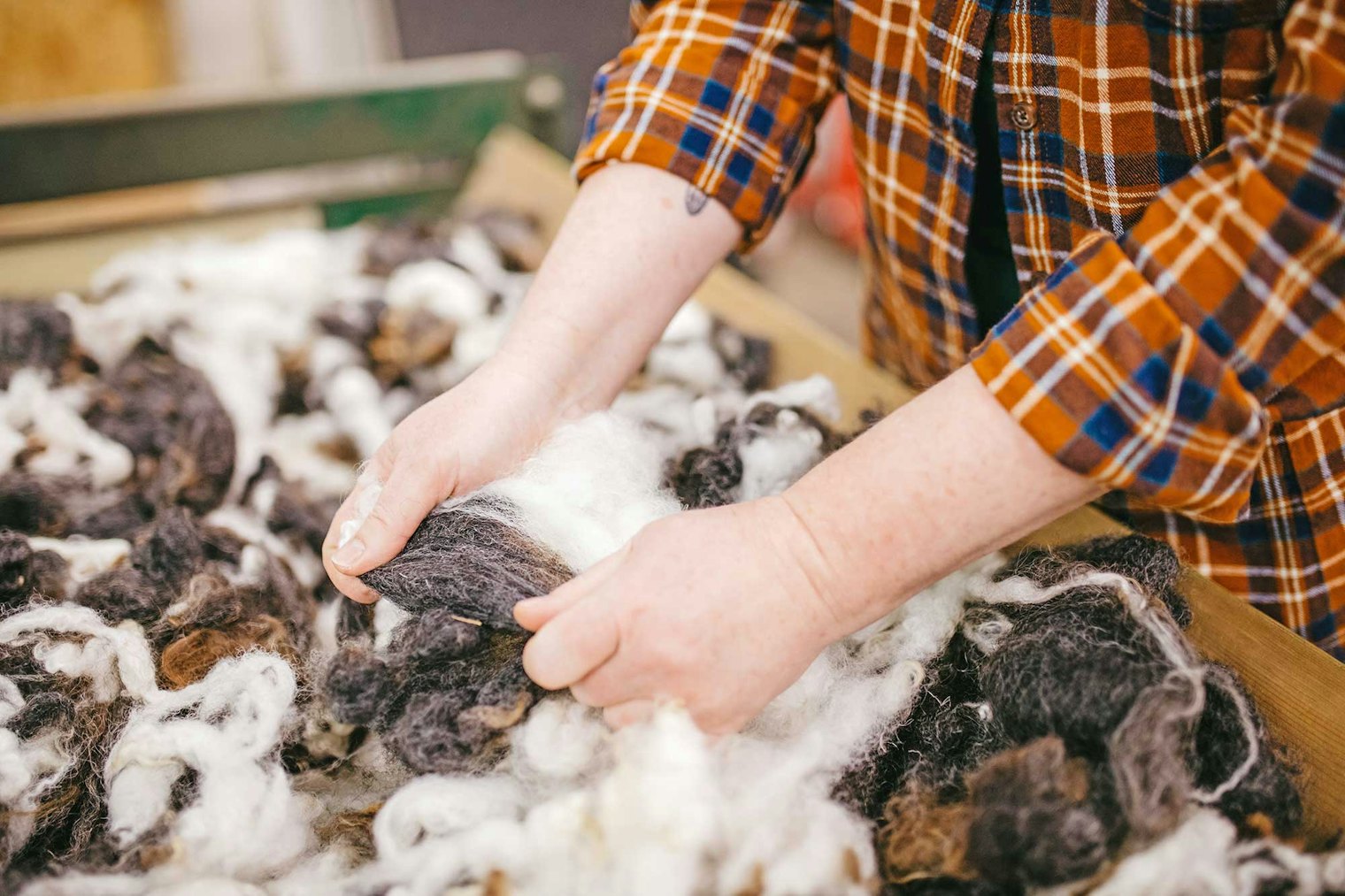 Skagit Woolen Mill works to decrease their carbon footprint by providing woolen processing for fiber producers in the Puget Sound region. Photo by Kayti Clayton, Luna + Lion Co.