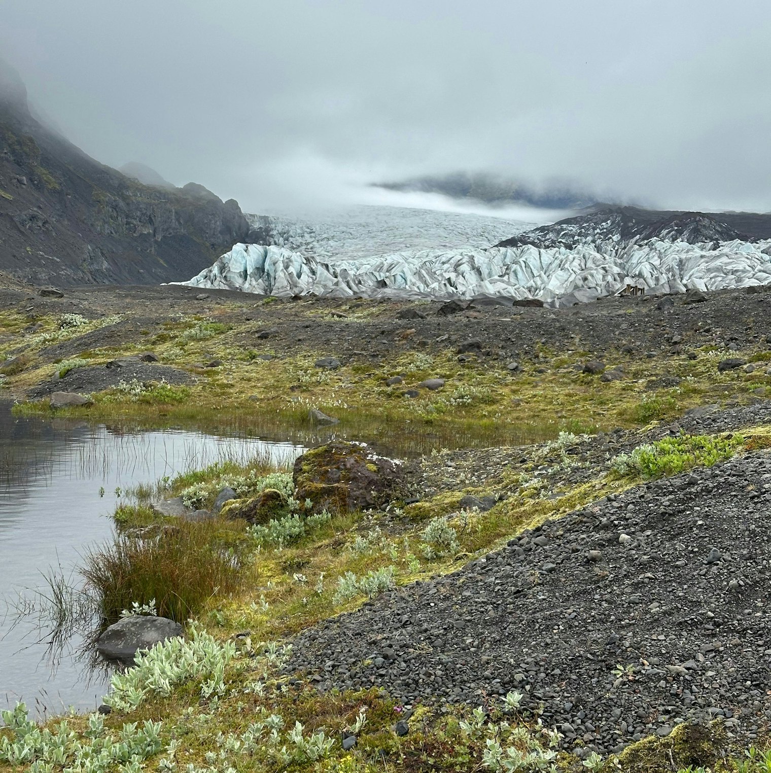 Glaciers are vital to Iceland's geography, culture, and economy. Shown here, we're near the end of the Svínafellsjökull glacier.