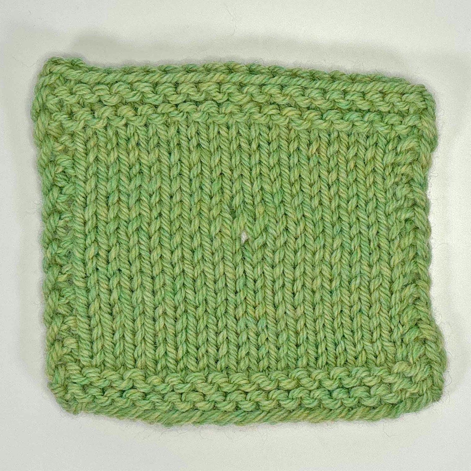 Right side of knitted sample.