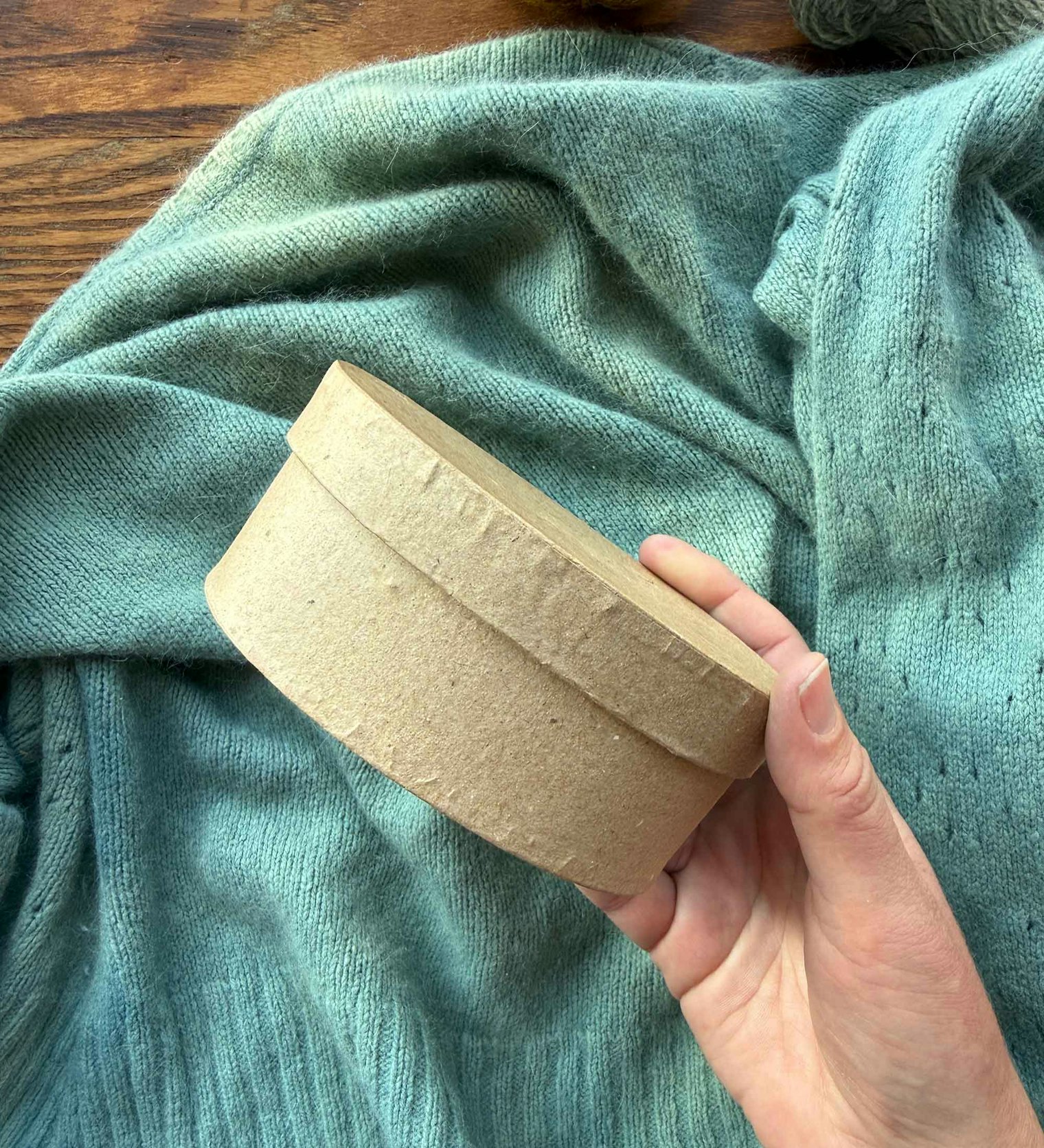 Kate found this small cardboard box—about 3 inches by 5 inches—and often uses it for mends. If you look around your house or local craft store, you might find just the right thing.