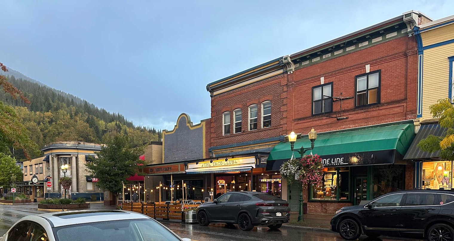 A cozy view of downtown Revelstoke, British Columbia.
