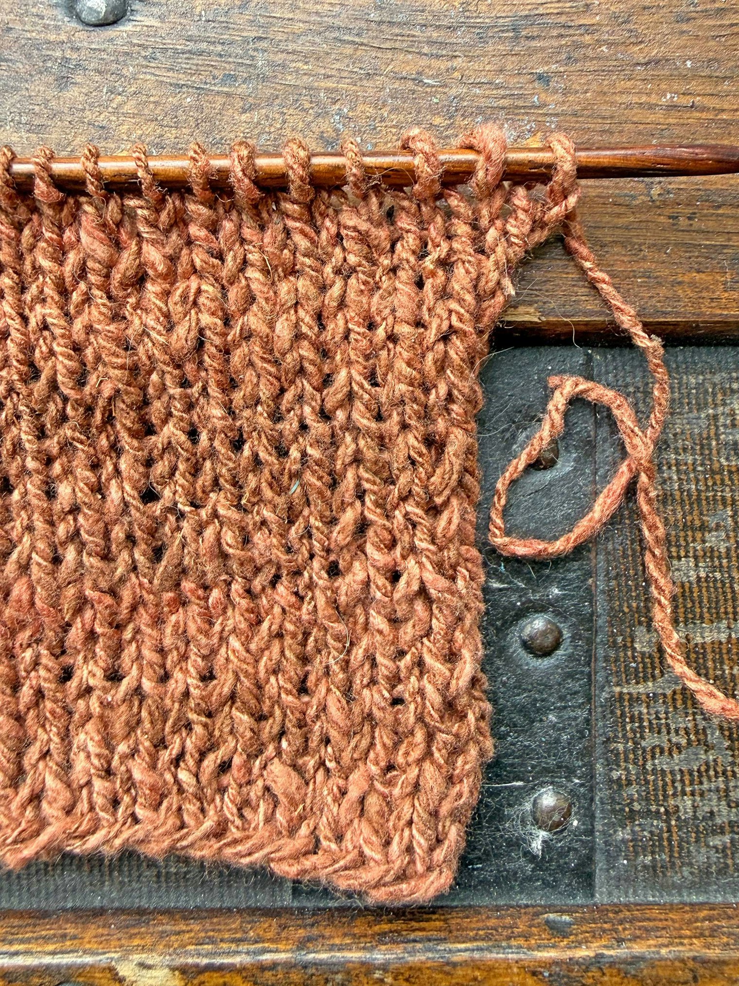 Kate tries the silk in stockinette stitch.