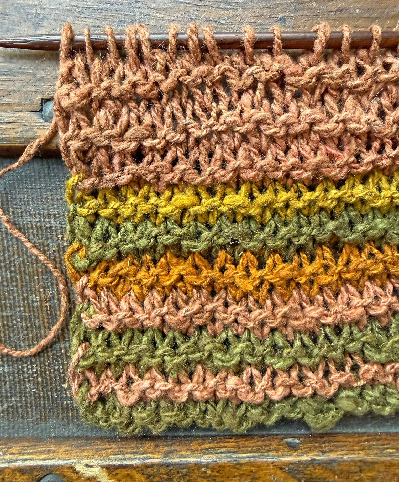 Swatching in garter stitch.
