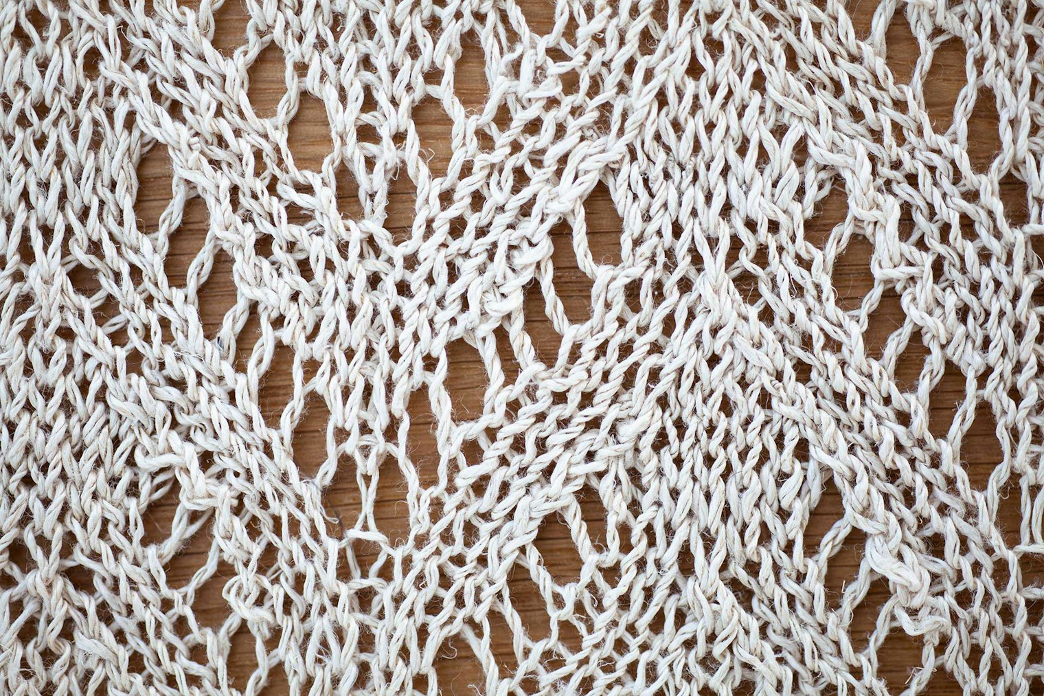 A close-up of the cheveron lace pattern.