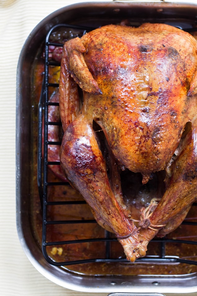 roasted turkey on a grill