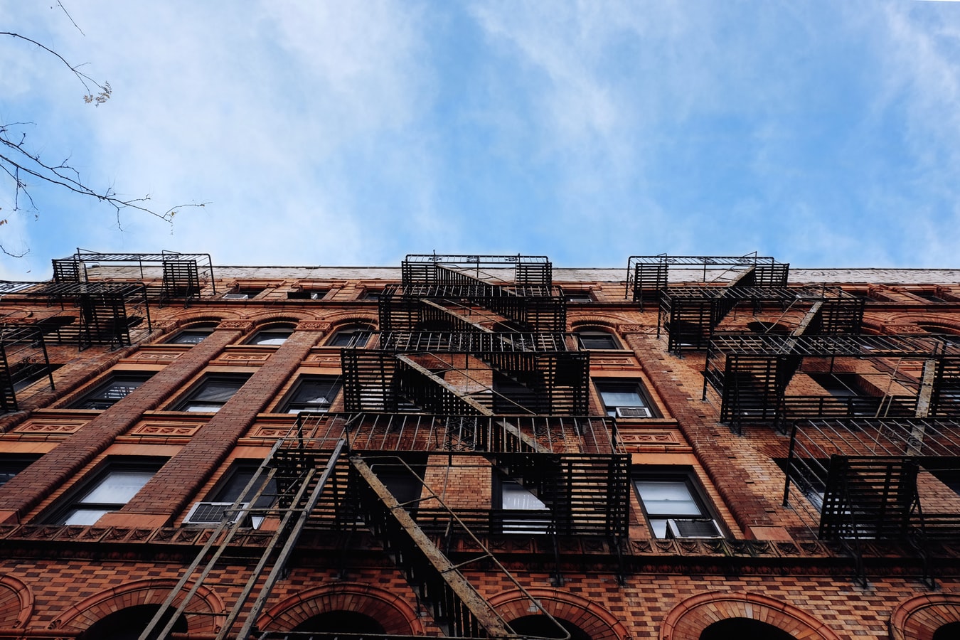 twin iron fire-escapes
