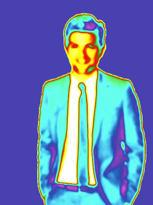 Image of a man as a motion detector with PIR sensor would see him.