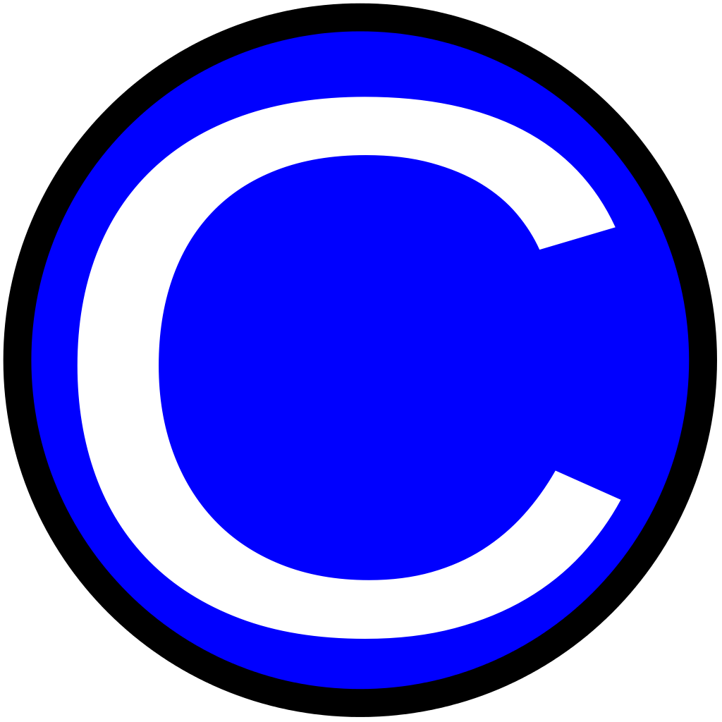 Class C Fire Extinguisher Symbol. White C surrounded by blue
