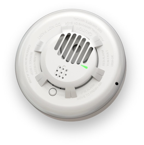 Cove's white carbon monoxide detector on a white background
