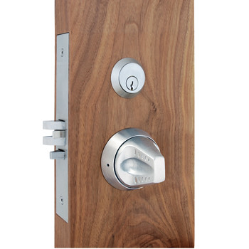 Mortise Deadbolt Lock Installed in wood Door