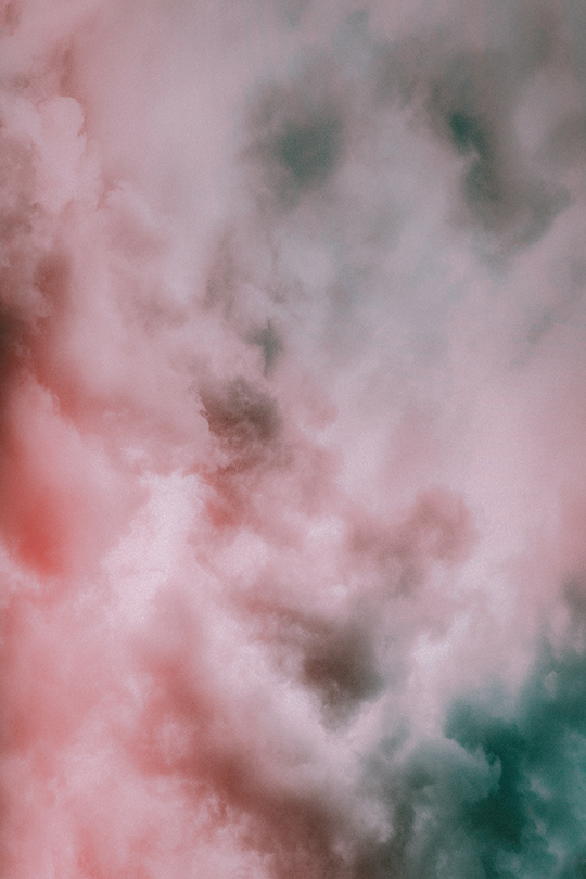 Pink and blue smoke that a smoke detector would easily alert you of.