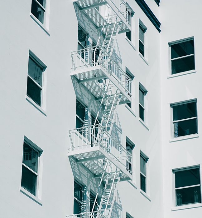 White Fire Escape and Building
