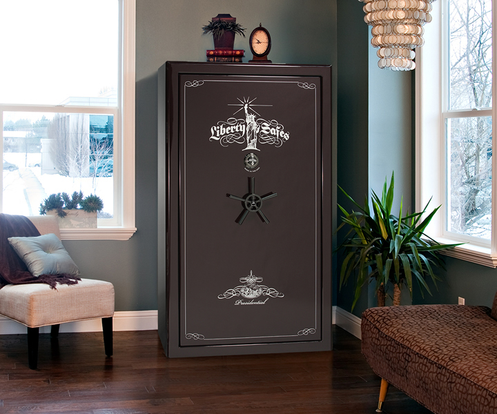 Liberty safe on nice hardwood floor in an elegant room