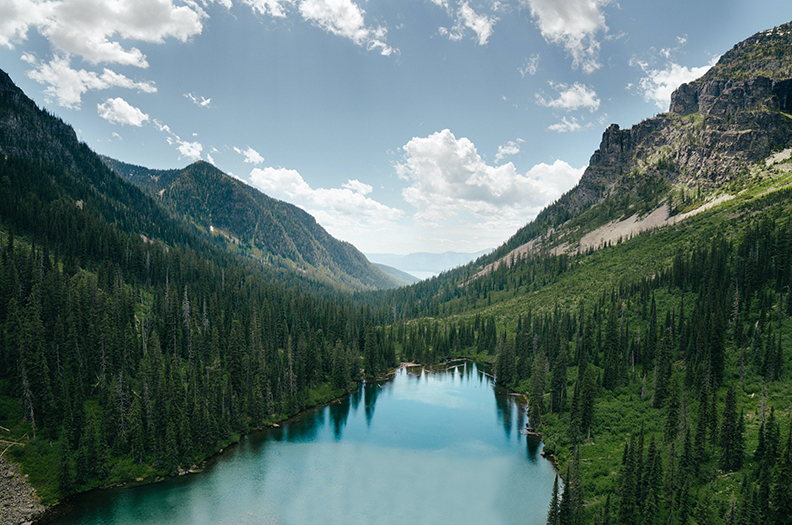 Lake, forest, and mountains in Montana