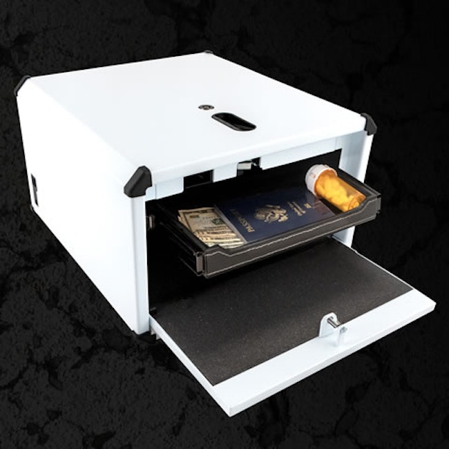 Small safe perfect for storing valuable jewelry. 