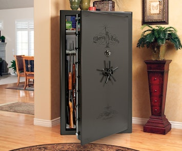 Gun safe in a nice house holding rifles. 