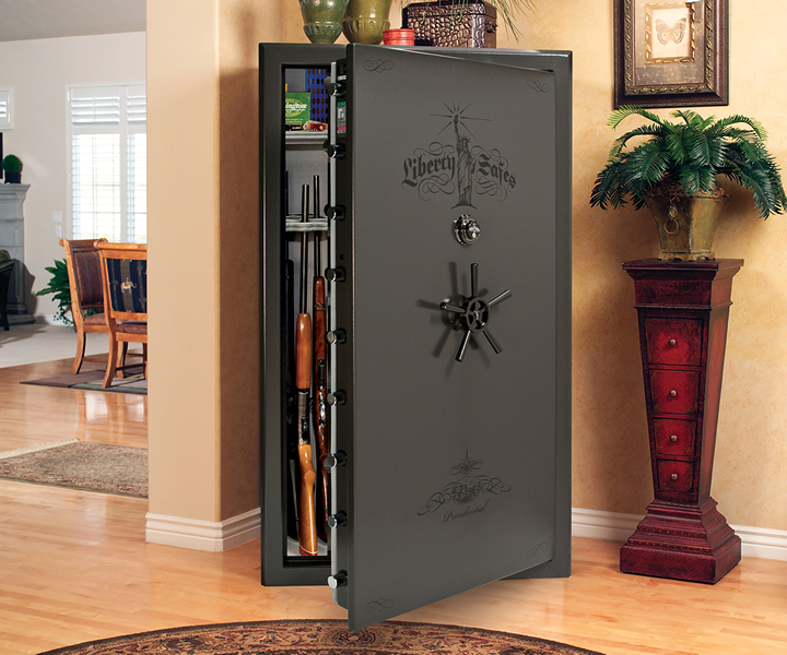 Gun safe in a nice house holding rifles. 