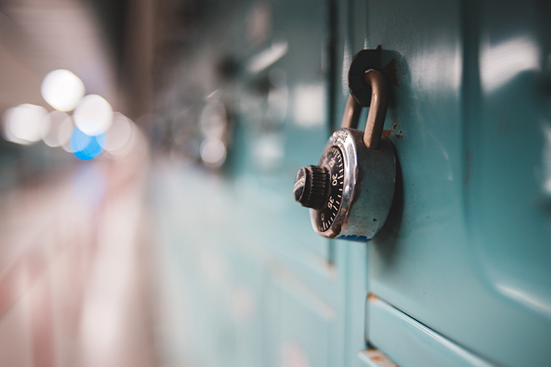 Combination Lock hanging on a locker