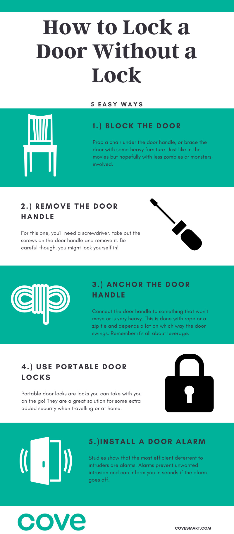 Infographic: 5 ways to lock a door without a lock.