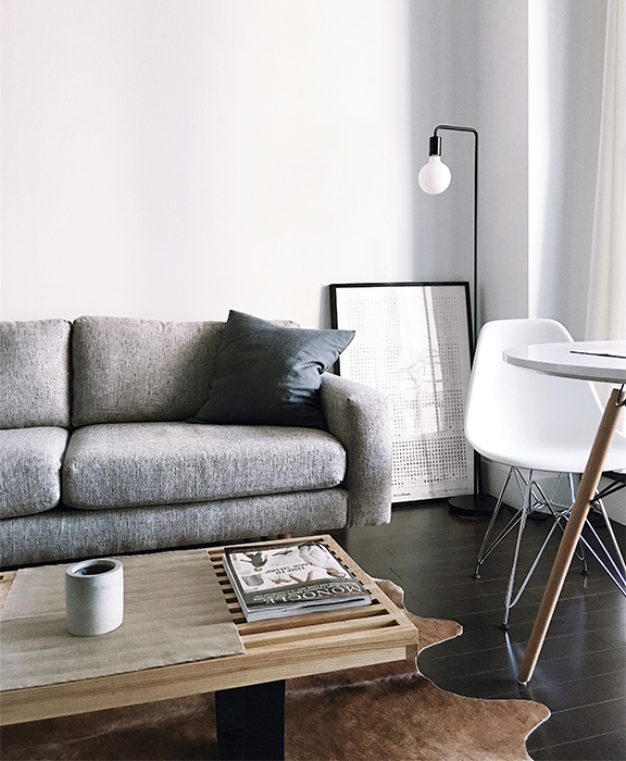 Apartment living room perfect for apartment security devices.