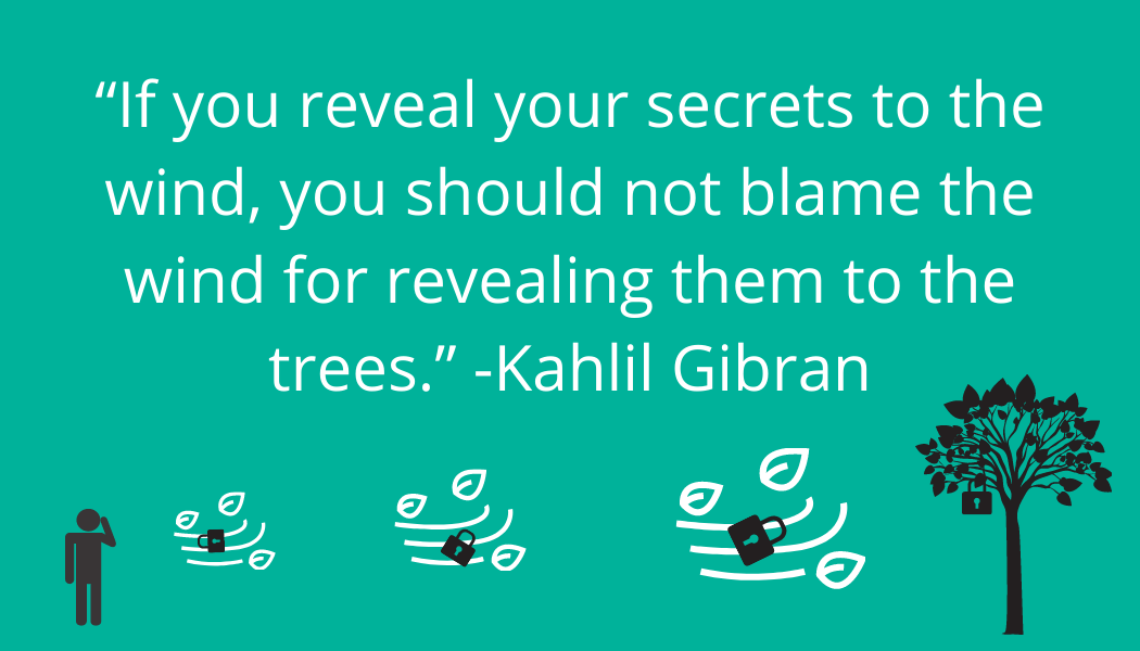 Security Quotes Infographic about revealing secrets to the wind.