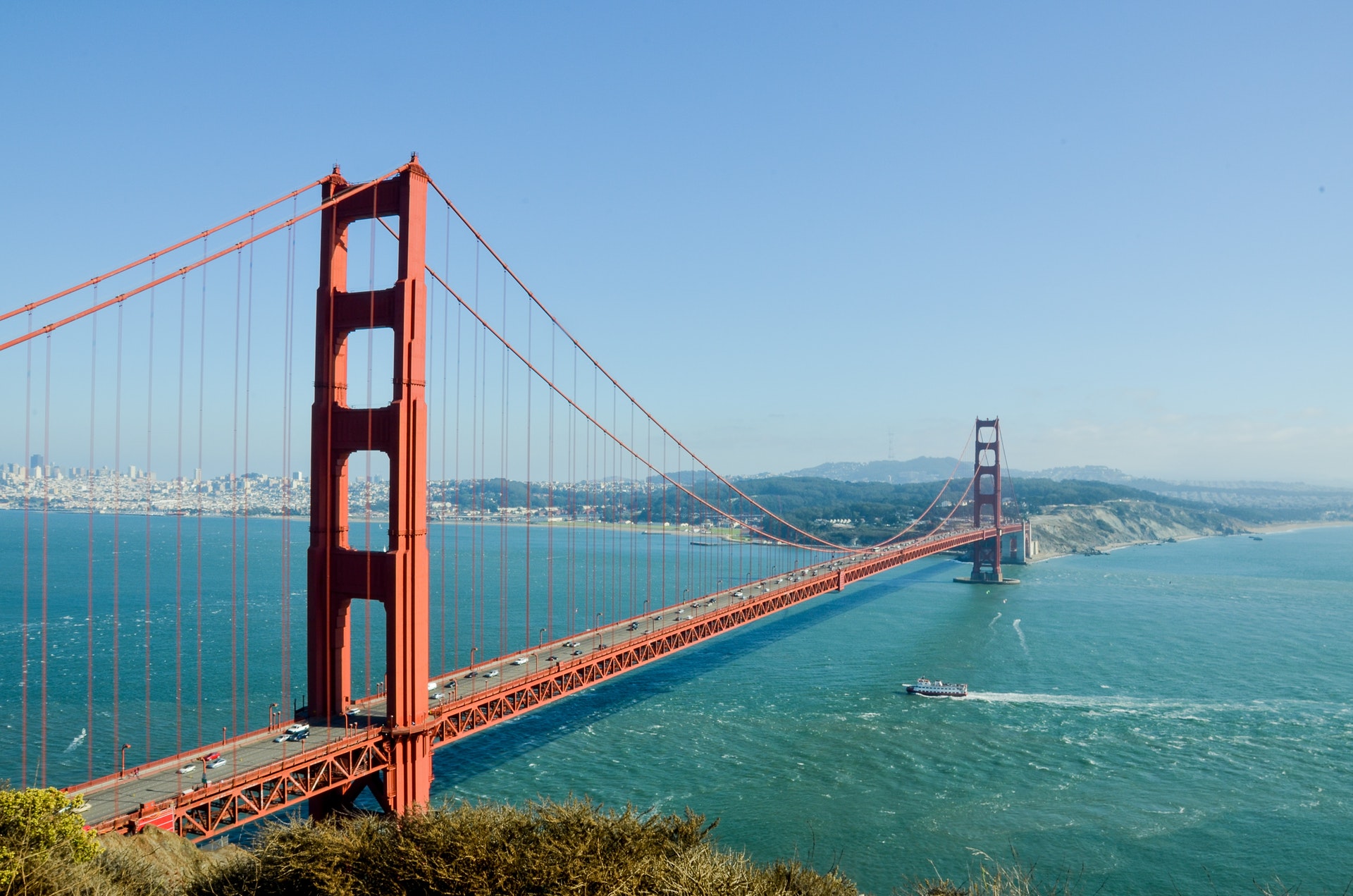 The Golden Gate bridge on a clear day