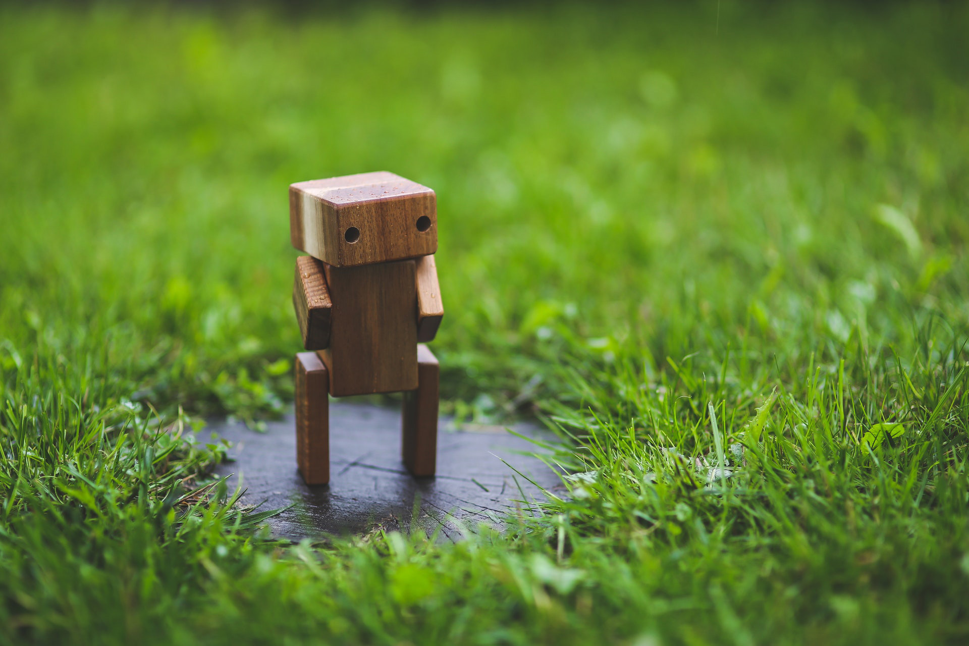 A Tiny Wooden Robot figurine