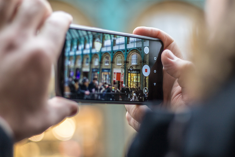 Android cell phone recording a public place like a security camera.