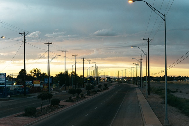El Paso Texas Road at Twilight