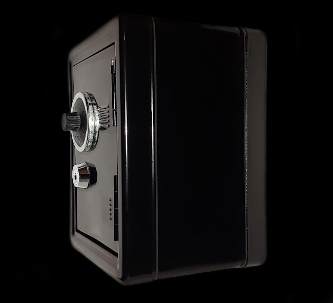 A dark combination lock safe