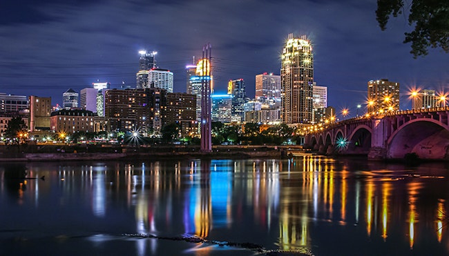 Colorful Night in Minneapolis Minnesota