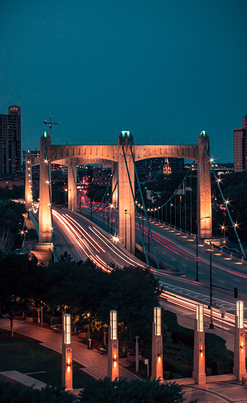 Well Lit Bridge in Minneapolis Minnesota