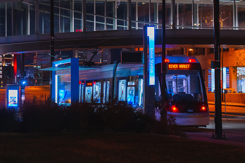 Kansas City Trolley at night