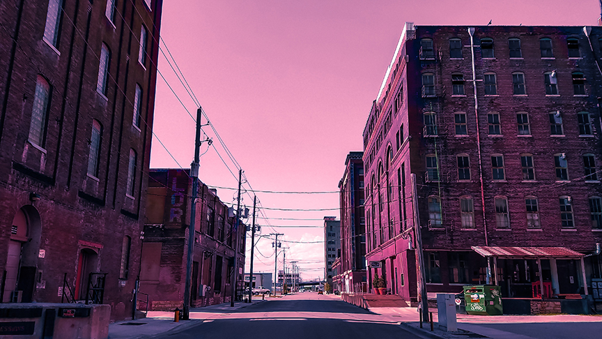Kansas City Neighborhood at Sunset